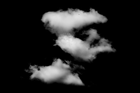 White cloud isolated on black background,Textured cloud,brush effectの写真素材