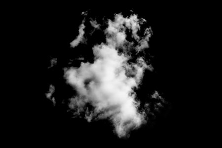 White cloud isolated on black background,Textured smoke,brush effectの写真素材