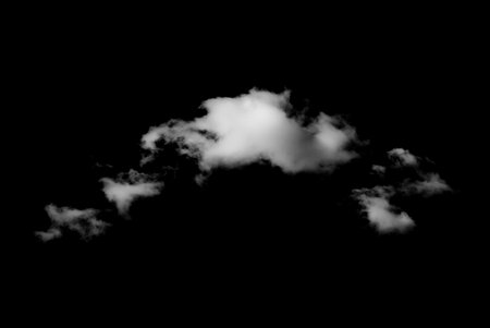 White cloud isolated on black background,Textured clouds,brush effectの写真素材