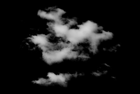 White cloud isolated on black background,Textured smoke,brush effectの写真素材