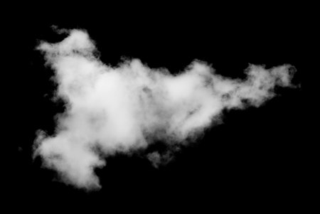 White cloud isolated on black background,Textured smoke,brush effectの写真素材