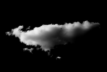White cloud isolated on black background,Textured cloud,brush effectの写真素材