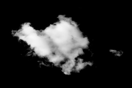 White cloud isolated on black background,Textured smoke,brush effectの写真素材
