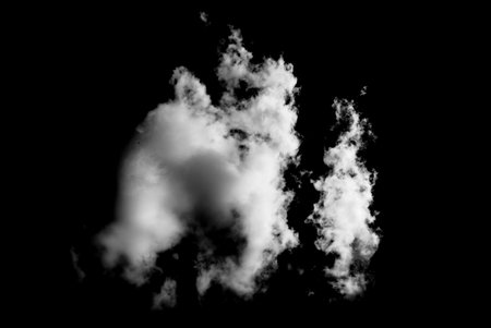 White cloud isolated on black background,Textured smoke,brush effectの写真素材