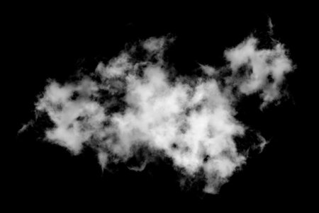 White cloud isolated on black background,Textured smoke,brush effectの写真素材