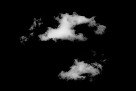 White cloud isolated on black background,Textured smoke,brush effectの写真素材