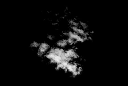 Textured cloud,Abstract black,isolated on black background.の写真素材