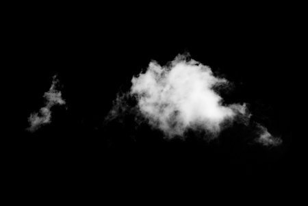 White cloud isolated on black background,Textured smoke,brush effectの写真素材