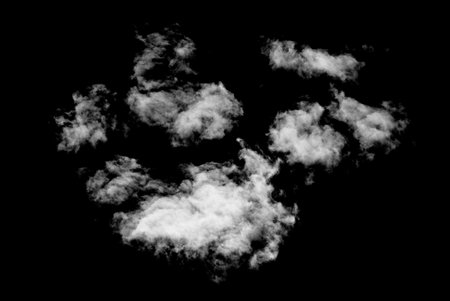 White cloud isolated on black background,Textured smoke,brush effectの写真素材