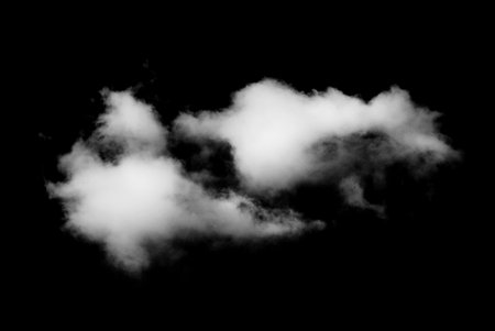 White cloud isolated on black background,Textured smoke,brush effectの写真素材