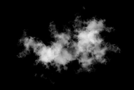 White cloud isolated on black background,Textured smoke,brush effectの写真素材