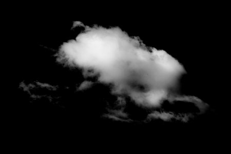 White cloud on black background. White cloud isolated on black background.の写真素材