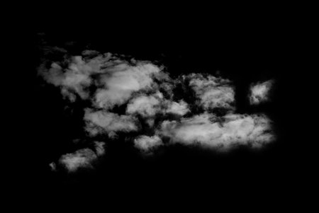 Textured cloud,Abstract black,isolated on black background.の写真素材
