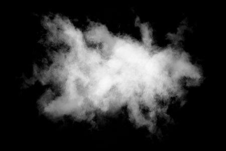 White cloud isolated on black background,Textured smoke,brush effectの写真素材