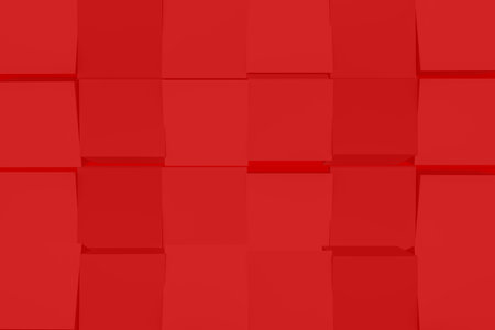 Abstract background made of red cubes. Wall of cubes. Abstract background. 3D rendering illustrationの写真素材