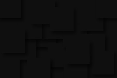 Black abstract background with random squares. Minimal design. Vector illustration