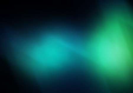 abstract background of green and blue lights with some smooth lines in it