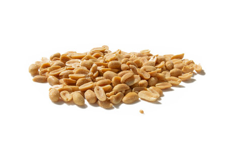 Peanut isolated on white background. Salted peanuts on white background
