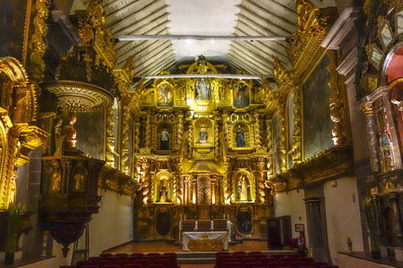 Cusco, Peru - April 2018: Interior of the San Antonio Abad chapel in the Hotel Monasterio (built as a monastery in 1592)のeditorial素材