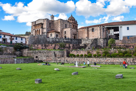 Cusco, Peru - April 1, 2018: Qorikancha ruins and convent of Santo Domingoのeditorial素材