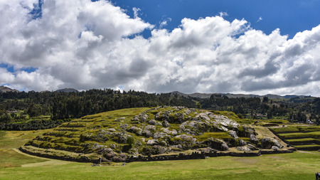 Inca stone walls at the Sacsayhuaman archaeological site, Cusco (Cuzco), Peruの写真素材