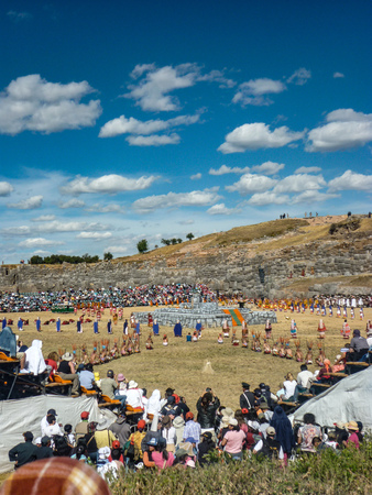 The Inca Festival of Inti Raymi being celebrated at the Sacsayhuaman site, Cusco, Peruのeditorial素材