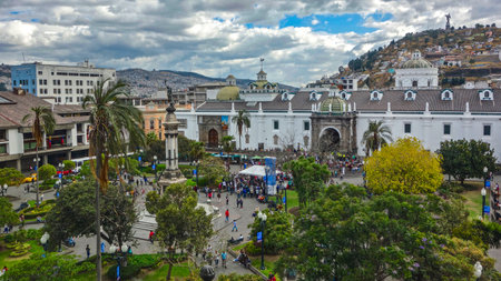 Plaza Grande, the central square in the historical, colonial center of Quito, Ecuador.のeditorial素材