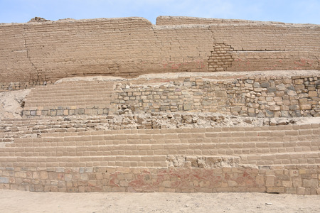 The ruins of Pachacamac, an ancient archaeological site on the Pacific coast just south of Lima, Peruの写真素材