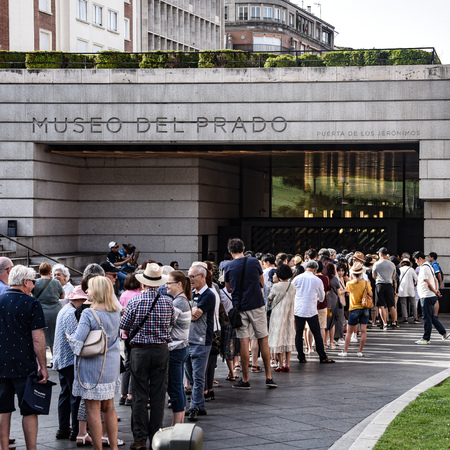 Madrid, Spain - July 21, 2019: Crowds gather at the entrance to Museo del Pradoのeditorial素材
