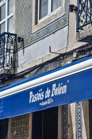 Lisbon, Portugal - July 28, 2019: Pasteis de Belem, a famous traditional bakery in the Belem...