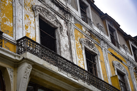 Lima, Peru - Nov 17, 2019: Balcony of a colonial building in downtown Lima, Peruの写真素材
