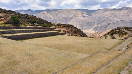 Inca stone terraces at the Tipon archaeological site, just south of Cusco, Peru