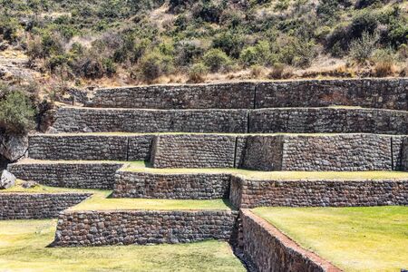 Inca stone terraces at the Tipon archaeological site, just south of Cusco, Peruの写真素材