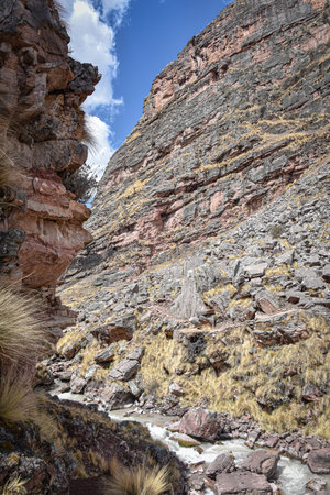 The Rio Chillcamayu winds its way through a valley near Ausangate, Cusco