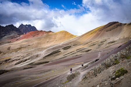 Colourful rock formations in the mineral-rich mountains of Red Valley. Cordillera Vilcanota, Cusco, Peruの写真素材