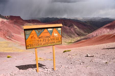 Colourful rock formations in the mineral-rich mountains of Red Valley. Cordillera Vilcanota, Cusco, Peruの写真素材