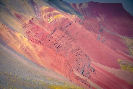 Colourful rock formations in the mineral-rich mountains of Red Valley. Cordillera Vilcanota, Cusco, Peruの写真素材