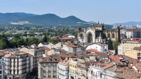 Vitoria Gasteiz, Spain - Views over the city of Vitoria from the tower of San Vicente Churchの写真素材