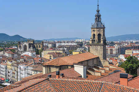 Vitoria Gasteiz, Spain - Views over the city of Vitoria from the tower of San Vicente Churchの写真素材