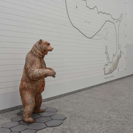 Burgos, Spain - 16 Oct 2021: A model of a bear in the Museum of Human Evolutionのeditorial素材