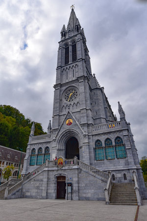 Lourdes, France - 9 Oct 2021: Chapel of the Asencion at the Rosary Basilica Church in Lourdesのeditorial素材