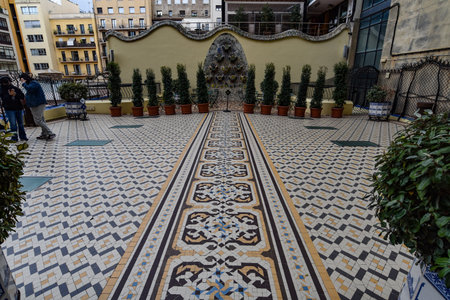 Barcelona, Spain - 22 Nov, 2021: Patio and rear facade of Casa Batllo by Antoni Gaudi. Barcelona, Catalunya, Spainのeditorial素材