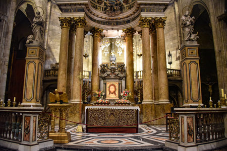 Barcelona, Spain - 23 Nov, 2021: Interior of the Basilica dels Sants Martirs Just i Pastor church, Barcelona, Catalonia, Spainのeditorial素材
