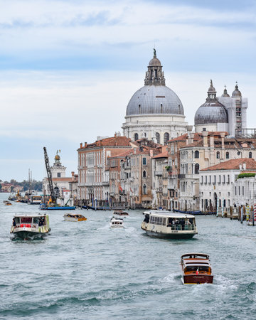 Venice, Italy - 14 Nov, 2022: Basilica Santa Maria and the Grand Canal from Ponte dell'Accademiaのeditorial素材