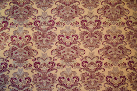 Venice, Italy - 15 Nov, 2022: Motif wallpaper in the Doge's Palace, Palazzo Ducale