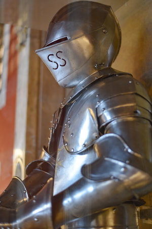 Venice, Italy - 15 Nov, 2022: Medieval Armour on display at the Doge's Palace, Palazzo Ducaleのeditorial素材
