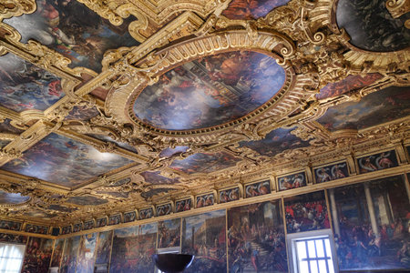 Venice, Italy - 15 Nov, 2022: Salla del Maggior Consiglio, in Palazzo Ducaleのeditorial素材