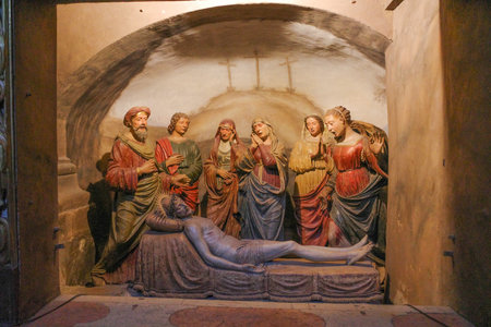 Bologna, Italy - 17 Nov, 2022: Religious art work on display in the Basilica di San Petronioのeditorial素材