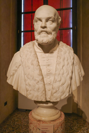 Bologna, Italy - 19 Nov, 2022: Bust of Ulisse Aldrovandi at the Museo di Palazzo Poggiのeditorial素材