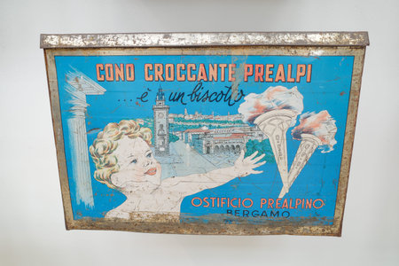 Bologna, Italy - 18 Nov, 2022: Traditional Gelato advertising at the Carpigiani Gelato Museumのeditorial素材